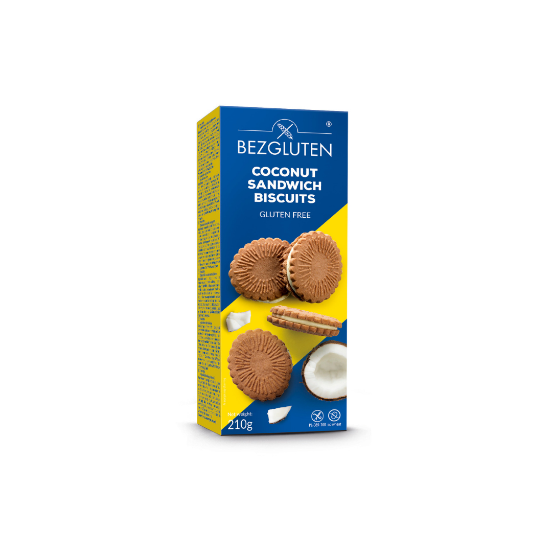 Bezgluten sendvič keksi s punjenjem od kokosa, bez glutena 210 g